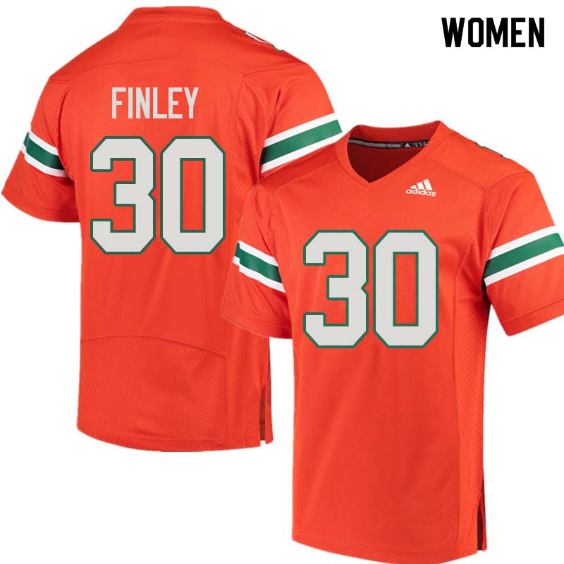 Women Miami Hurricanes #30 Romeo Finley College Football Jerseys Sale-Orange